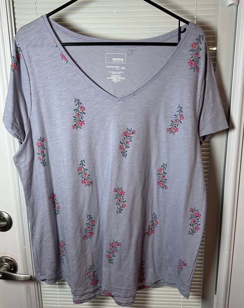 Sonoma Everyday Tee Womens XXL Lavender with Floral Print Super Soft